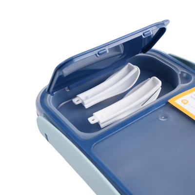 Gambar Picas Kotak Makan 2 Sekat Dengan Sendok & Garpu 1.1 Liter - Biru Navy