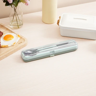 Gambar Culinart Alat Makan Dengan Tempat Penyimpanan Set 3 pcs - Silver