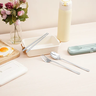 Gambar Culinart Alat Makan Dengan Tempat Penyimpanan Set 3 pcs - Silver