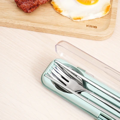 Gambar Culinart Alat Makan Dengan Tempat Penyimpanan Set 3 pcs - Silver