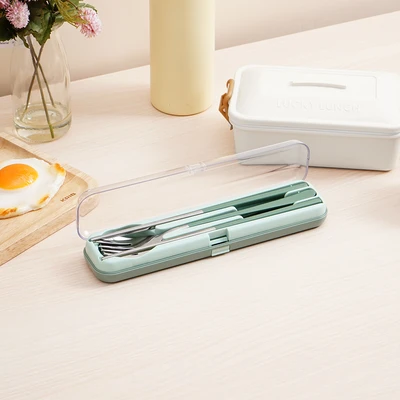 Gambar Culinart Alat Makan Dengan Tempat Penyimpanan Set 4 pcs - Hijau