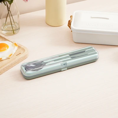 Gambar Culinart Alat Makan Dengan Tempat Penyimpanan Set 4 pcs - Hijau