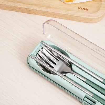 Gambar Culinart Alat Makan Dengan Tempat Penyimpanan Set 4 pcs - Hijau