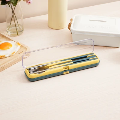 Gambar Delicia Alat Makan Dengan Tempat Penyimpanan Set 4 pcs - Biru