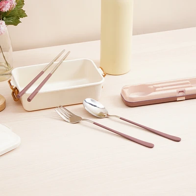 Gambar Culinart Alat Makan Dengan Tempat Penyimpanan Set 4 pcs - Merah Maroon