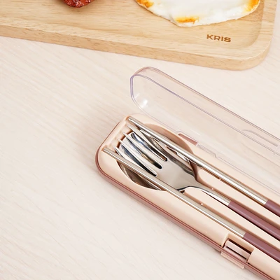 Gambar Culinart Alat Makan Dengan Tempat Penyimpanan Set 4 pcs - Merah Maroon