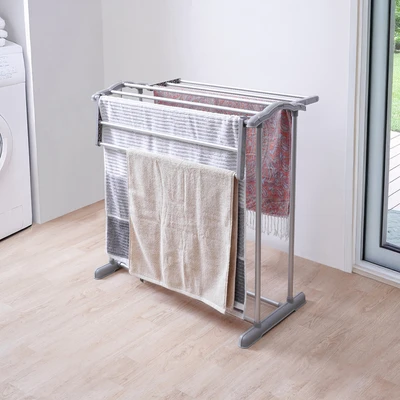 Gambar Stora Jemuran Handuk Lipat 9 Bar Aluminium - Abu-Abu