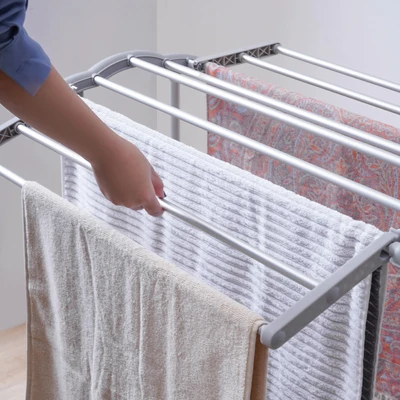 Gambar Stora Jemuran Handuk Lipat 9 Bar Aluminium - Abu-Abu