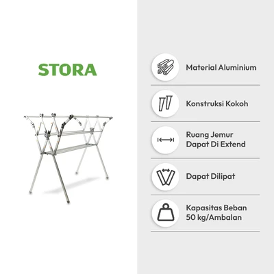 Gambar Stora Jemuran Baju Lipat X Shape 188x43x158 cm - Silver