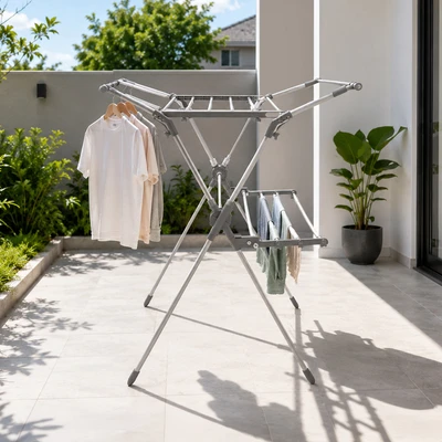 Gambar Stora Jemuran Baju Lipat X Shape 136x83x133 cm - Silver
