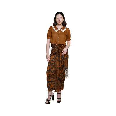 Gambar Pendopo Ukuran XL Blus Wanita Basic Lace - Cokelat
