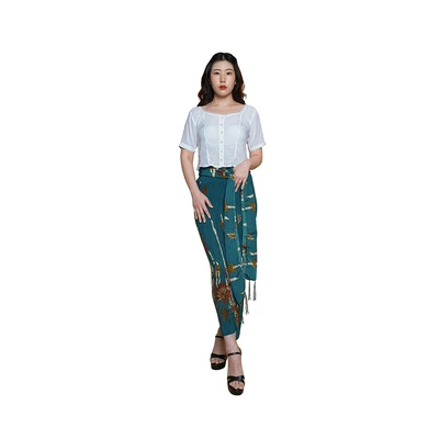 Gambar Pendopo Ukuran XL Blus Wanita Crop Top Lace Dots Basic - Putih