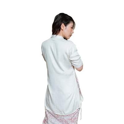 Gambar Pendopo Ukuran XL Kemeja Wanita Polo Dengan Drawstring - Putih