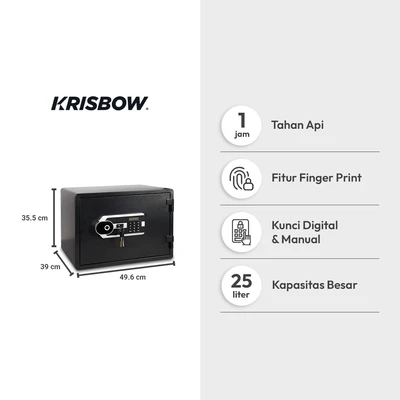 Gambar Krisbow Blaze Brankas Tahan Api Digital 49.6x39x35.5 cm - Hitam