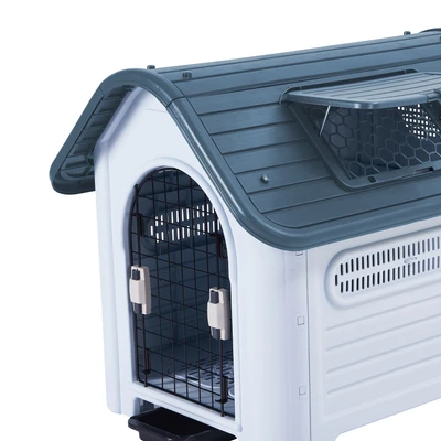Gambar Paws N Tail 75x59x66 cm Rumah Hewan Dengan Pintu - Abu-Abu