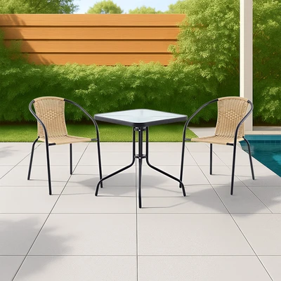 Gambar Soleil Natura Kursi & Meja Teras Bistro Wicker Set 3 pcs