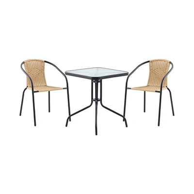 Gambar Soleil Natura Kursi & Meja Teras Bistro Wicker Set 3 pcs