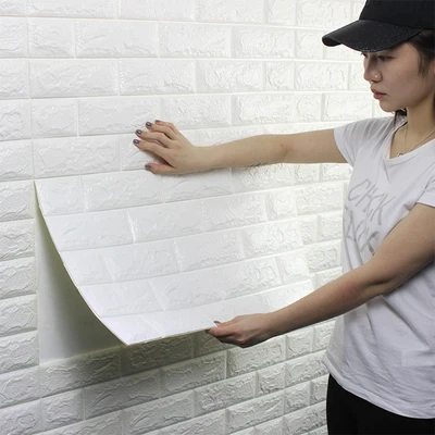Gambar Forhom Wallpaper 3D Brick Classic Roll 70x500 cm - Putih