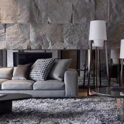 Gambar Maxbuilt 120x60x3 cm Panel Dinding Pu Motif Stone  - Abu-Abu