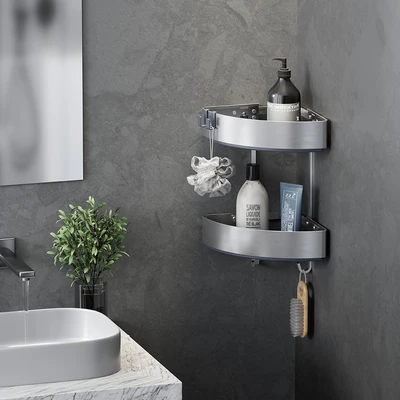 Gambar Stora Rak Dinding Kamar Mandi 2 Tingkat Aluminium WK820433
