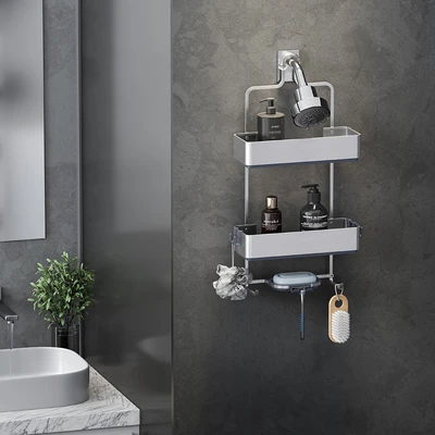 Gambar Stora Rak Kamar Mandi 2 Tingkat Aluminium WK820431 - Silver