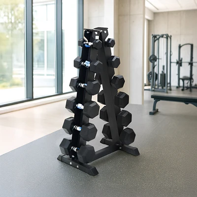 Gambar Kinetic Set 12 Pcs Dumbbell 2-15 kg Dengan Rak Vertikal