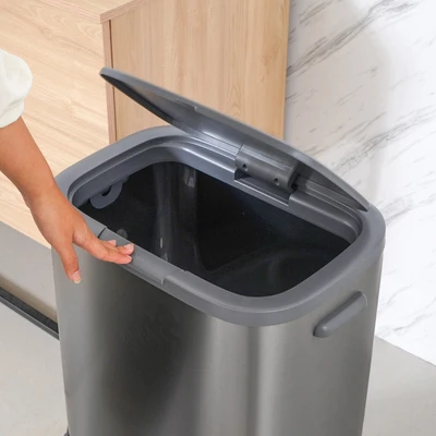 Gambar Informa Jade Tempat Sampah Tutup Tekan Stainless Steel Dengan Kaki 33 Liter - Silver
