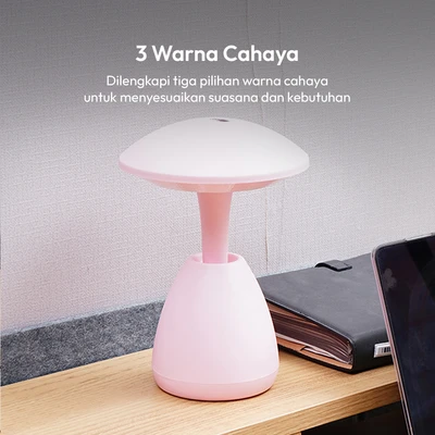 Gambar APA Lampu Meja LED 3 Warna Rechargeable 2.8 Watt UFO - Pink