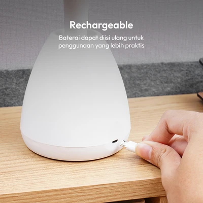 Gambar APA Lampu Meja LED 3 Warna Rechargeable 2.8 Watt UFO - Putih