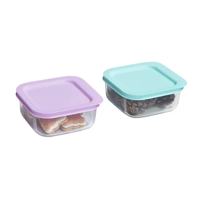 Gambar Glasslock One Touch Wadah Makanan 420 ml Set 2 pcs - Mix