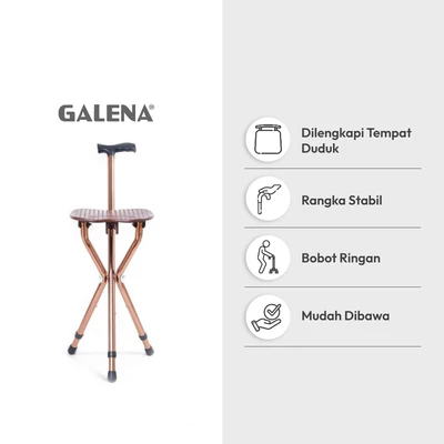 Gambar Galena Tongkat Jalan Dengan Dudukan - Bronze