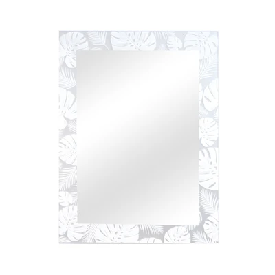 Gambar Fosa 60x45 cm Cermin Dinding Kamar Mandi Leaf Printing - Silver
