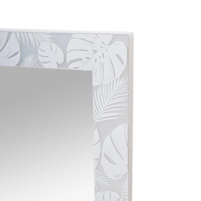 Gambar Fosa 60x45 cm Cermin Dinding Kamar Mandi Leaf Printing - Silver