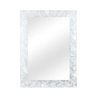 Gambar Fosa 70x50 cm Cermin Dinding Kamar Mandi Flower Printing - Silver