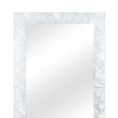Gambar Fosa 70x50 cm Cermin Dinding Kamar Mandi Flower Printing - Silver
