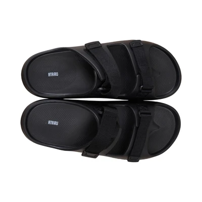 Gambar Ataru Ukuran 42/43 Sandal Pria Double Strap Velcro - Hitam