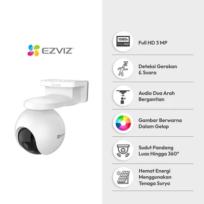 Gambar Ezviz Ip Camera Ptz 3Mp Cs-Cb8 & Solar Panel C - Putih