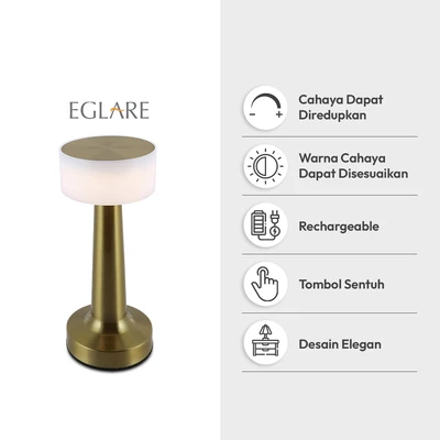 Gambar Eglare Tilde Lampu Meja LED Rechargeable 2 Watt - Brass