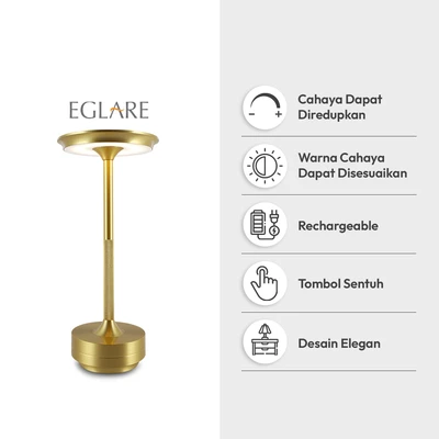Gambar Eglare Louie Lampu Meja LED Rechargeable 2 watt - Brass