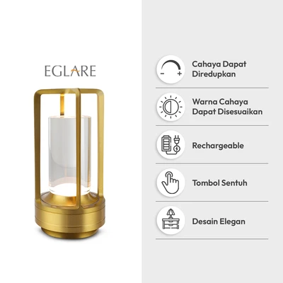 Gambar Eglare Greta Lampu Meja LED Rechargeable 2 Watt - Brass