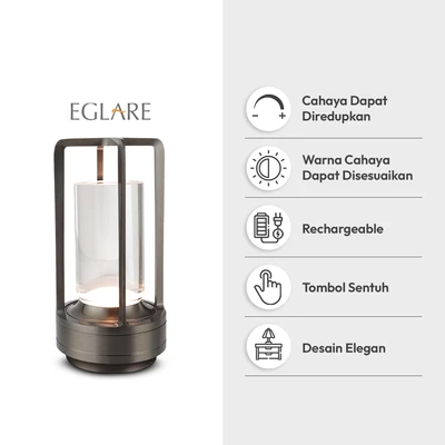 Gambar Eglare Greta Lampu Meja LED Rechargeable 2 Watt - Bronze