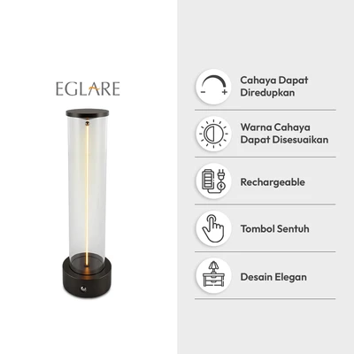 Gambar Eglare Dagny Lampu Meja LED Rechargeable 1 Watt - Hitam