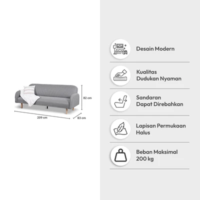Gambar Informa Paradis Sofa Bed Fabric - Abu-Abu