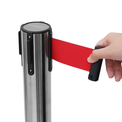 Gambar Krisbow Tiang Antrian Stackable Thin Base Dengan Tali - Silver/Merah