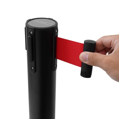 Gambar Krisbow Tiang Antrian Stackable Thin Base Dengan Tali - Hitam/Merah
