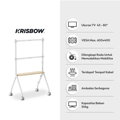 Gambar Krisbow Studia Bracket TV Standing 43-80 Inch - Putih