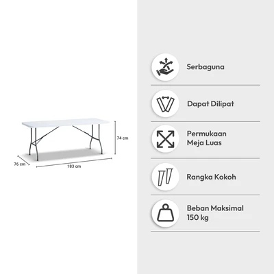 Gambar Informa Logan Meja Lipat 153x76x74 cm - Putih