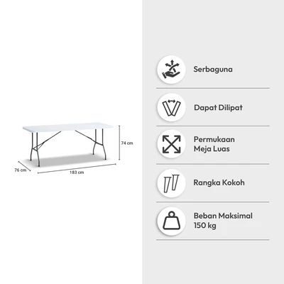 Gambar Informa Logan Meja Lipat 183 cm - Putih
