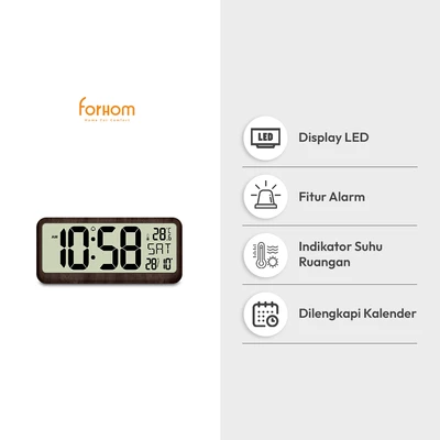 Gambar Forhom Jam Dinding Lcd Digital - Cokelat