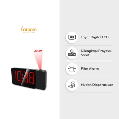 Gambar Forhom Jam Meja LED Digital Proyektor - Merah